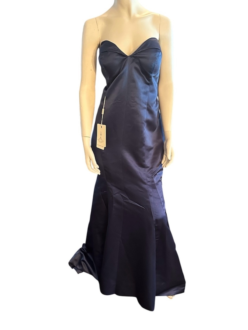 Wedding Dress Strapless Satin Bridesmaid Gown Navy Blue See Measurements NWT